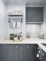 Nordic mosaic tile small white brick black and white fish bone toilet kitchen wall tile bathroom non-slip floor tile