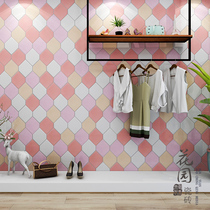 Nordic art White pink cyan tiles kitchen bathroom wall tiles background wall tiles hexagonal diamond tiles