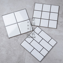 Nordic style black and white kitchen tiles 300*300 I-shaped bright glazed brick bread brick Nine Palace grid Subway Brick