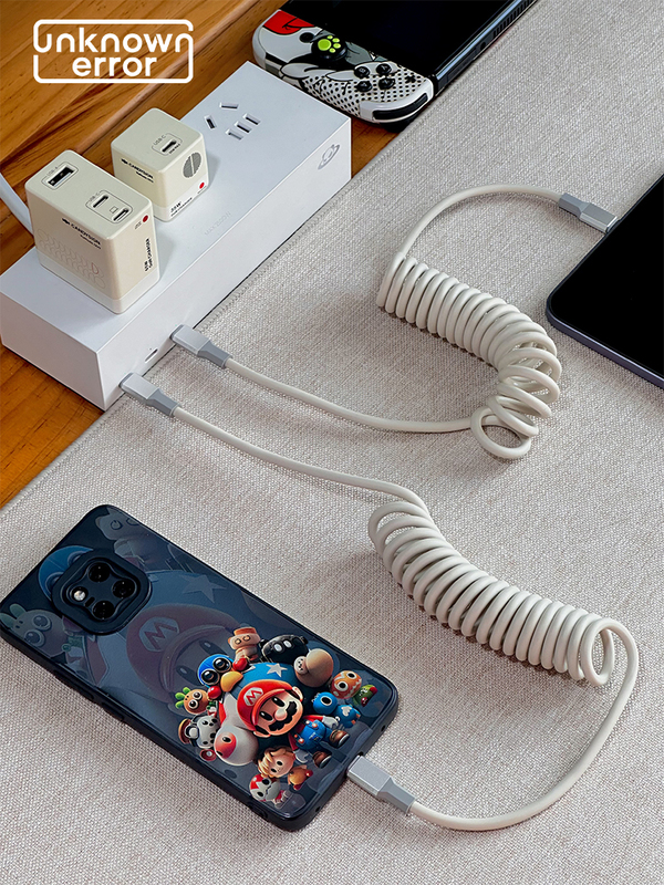 Type-C Memory Spring Charging Cable Is Suitable for Apple iPhone 17-15 Series iPad Android Fast Charging Pd Charging 100W Can Be Used in the Car C03 Unknown Error