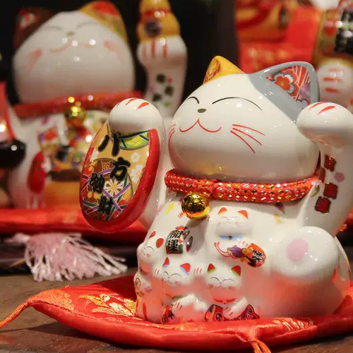 福缘猫 Милая керамическая японская маленькая копилка, декор, 5 дюймов, на удачу, подарок на день рождения