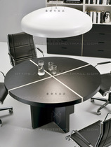 Postmodern Black Negotiating Table Company Reception Desk Business Round Meeting Table Meeting Room Round Table 4 people