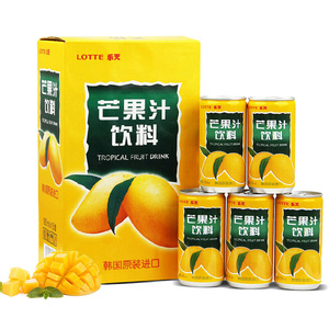 Korean snacks imported beverage Lotte mango juice 180ml * 15 cans full box fruit flavor summer cool drink