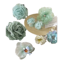 Head flower mint green hairpin hair accessory 2024 new hairpin hairpin side bangs hairpin green flower hairpin for women