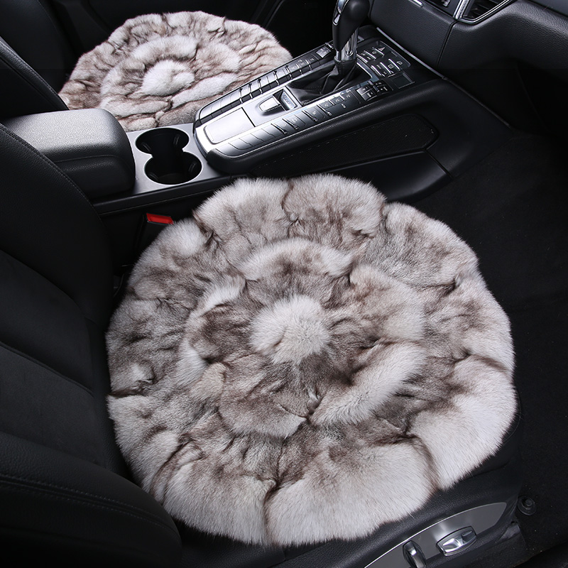 New winter fox fur car cushion No backrest three sets Monolithic Wool Cushion Square Round Chair Seat Cushion