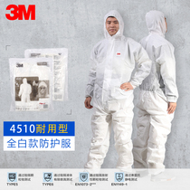 3M 4510 White hooded one-piece protective suit to protect particles and liquids from limited splashing XL