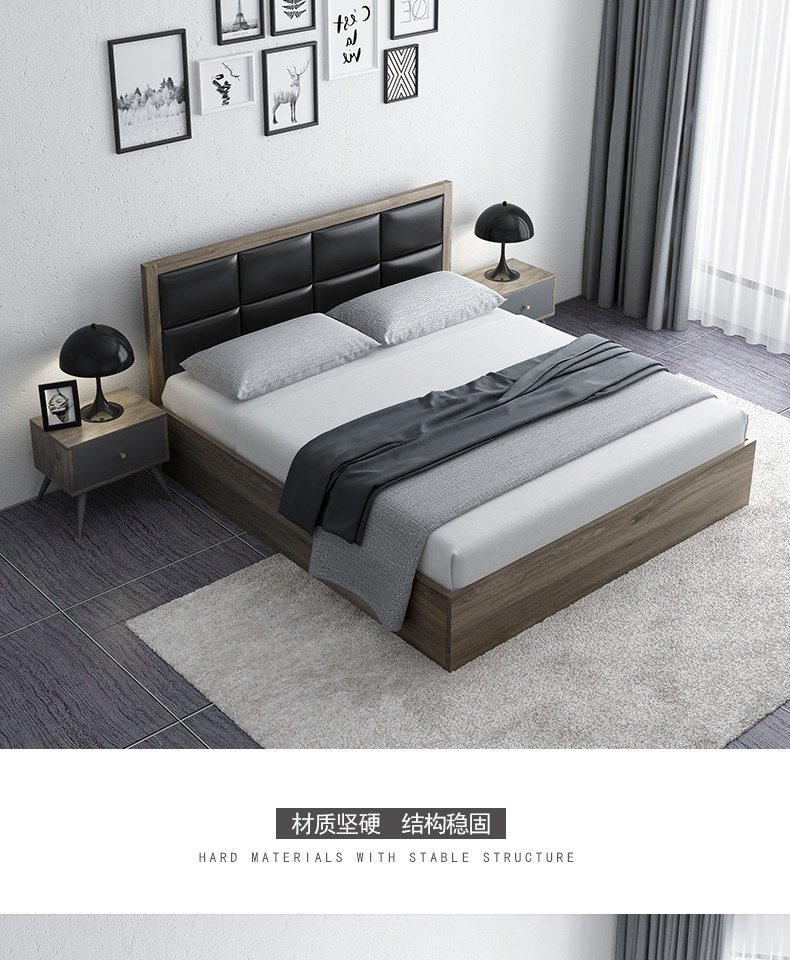 Phong cách tối giản hiện đại 1.8M lưu trữ hộp cao giường đôi Bắc Âu 1,5 m phòng ngủ đa chức năng lưu trữ giường cưới - Giường giường thông minh giá rẻ