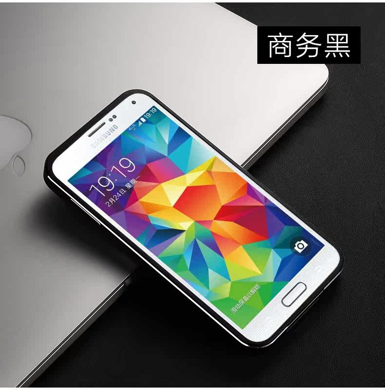 iMatch Luxury Aluminum Metal Bumper Premium Genuine Leather Back Cover Case for Samsung Galaxy S5