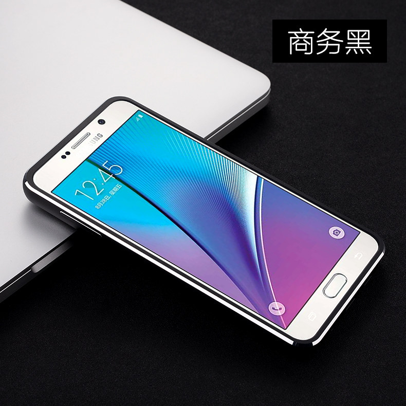 iMatch Luxury Aluminum Metal Bumper Premium Genuine Leather Back Cover Case for Samsung Galaxy Note 5 N9200