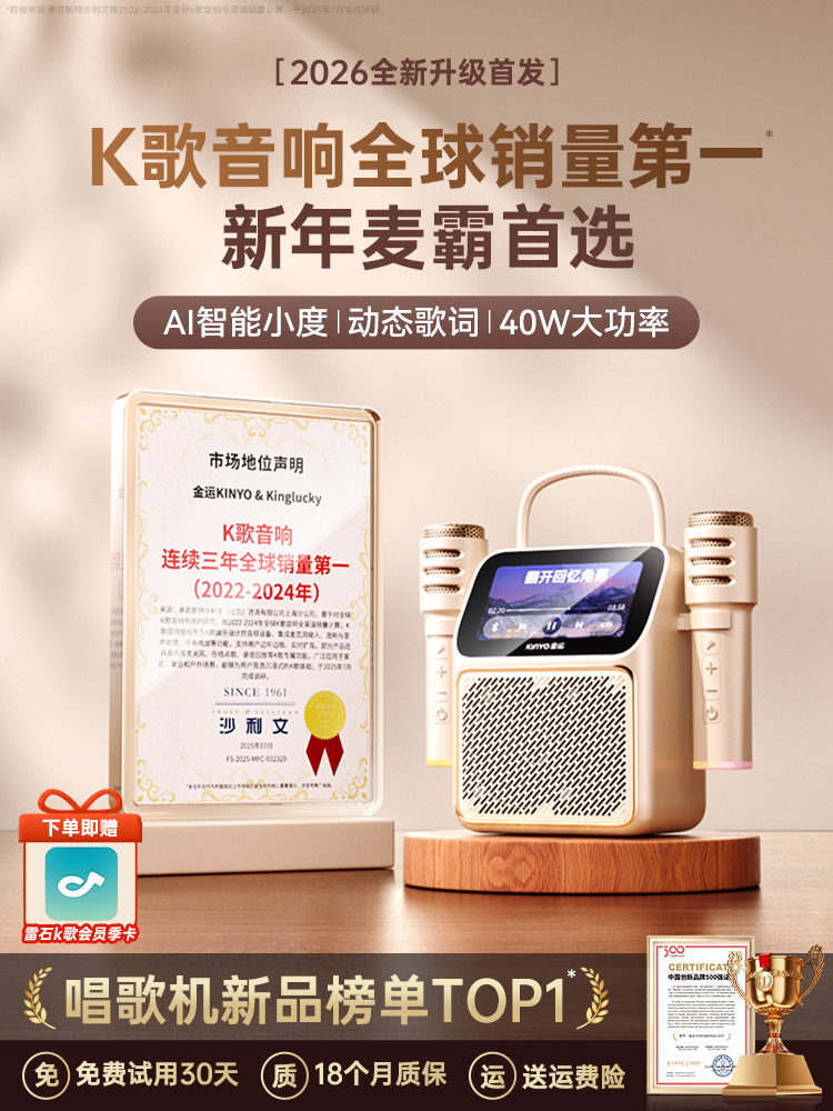 Jinyun K800 Lyric Speaker Home Karaoke Microphone Integrated Family Ktv Outdoor Bluetooth Singing Speaker