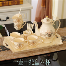 New Eu Style Tea Set Ceramic Home Coffee Cup Suit With Trays Customised Improvement Model Beauty Pretzels Original