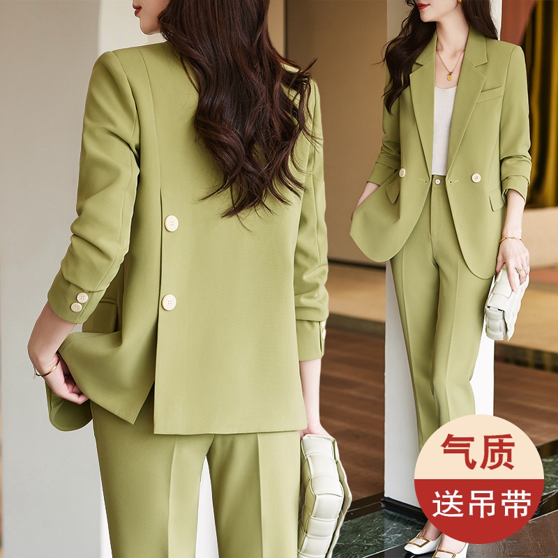 Fruit Green Blazer for Women 2026 New Style High-End Elegant Goddess Style Autumn and Winter Fashionable Western-Style Suit Set