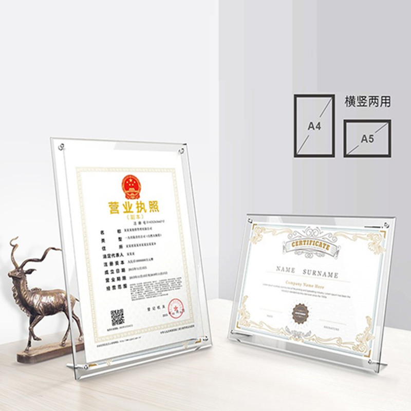 A4 A5L type double-sided transparent acrylic table card stand Stand card desktop product advertising license card Business license Photo frame certificate Display card table card menu Price card table table card Drink menu