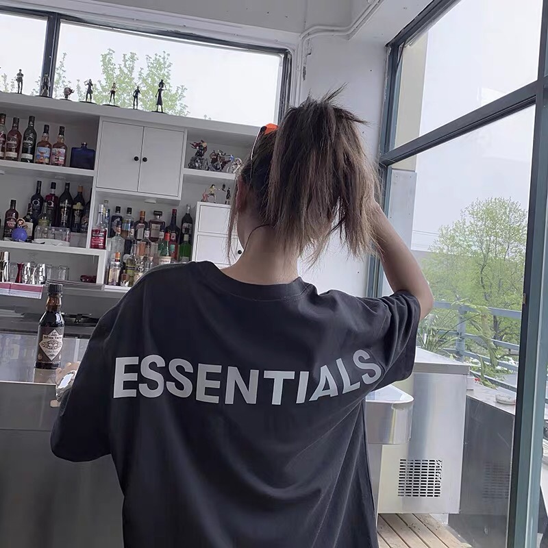 FOG double line ESSENTIALS High Street wind hip hop short sleeve men and women Summer reflective loose couple T-shirt base shirt