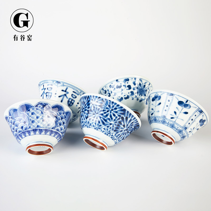 Japanese ceramic bowl bowl household blue winds hall, a small bowl of creativity under the glaze color ink painting wind bowl dessert bowl to eat bread and butter