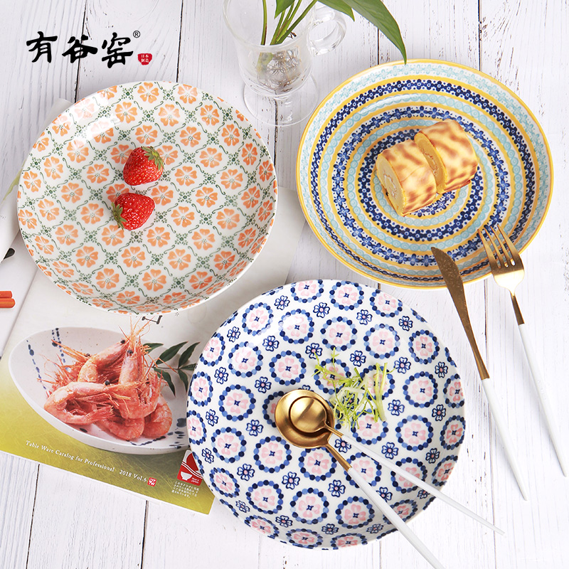 Eat dish plate household creative move is imported from Japan ceramic glaze color wavy porcelain, Japanese porcelain tableware