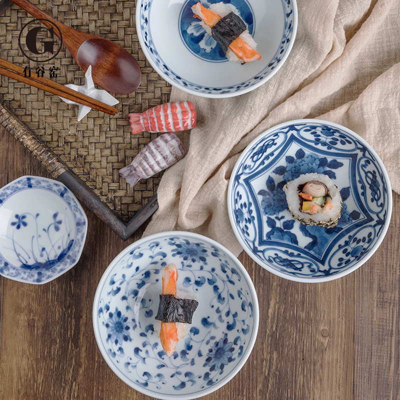 Use of individual household Japanese imported from Japan and the wind blue and white porcelain creative move is blue and white Bowl of soup Bowl rainbow such as Bowl Bowl