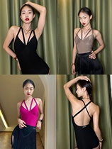 crystal national standard Latin practice training dance clothes suspender top one-piece black coffee rose rumba