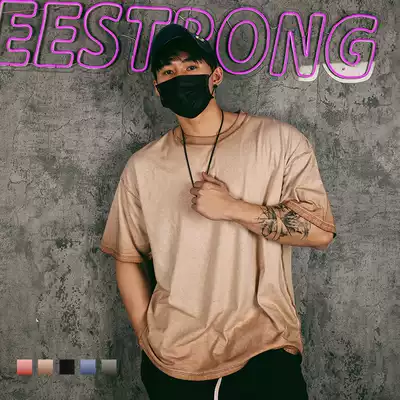 New summer fitness clothing short sleeve loose leisure sports training basketball sports round neck trend shirt men