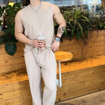 BEESTRONG Ice Filament Trousers Men Summer Windows Sports Casual Pure Vertical Strip Fitness Broads