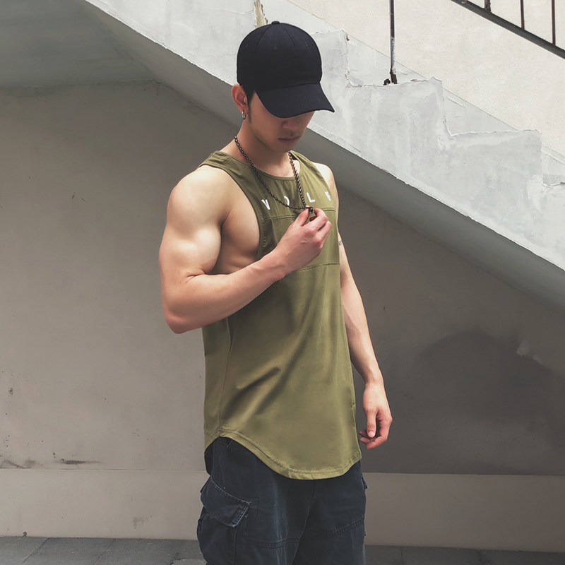 Loose Speed Dry Fitness Clothing Breathable Running Sport Vest Tight Fit Without Sleeveless Training Blouse and European Shoulder T-shirt Man