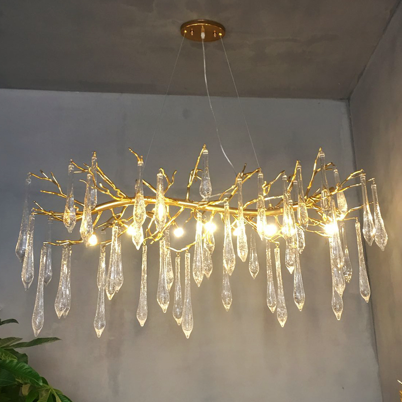 Customize postmodern light and luxurious chandeliers Branches Prototype house designer lamps duplex House Villa Living Room Crystal Chandeliers