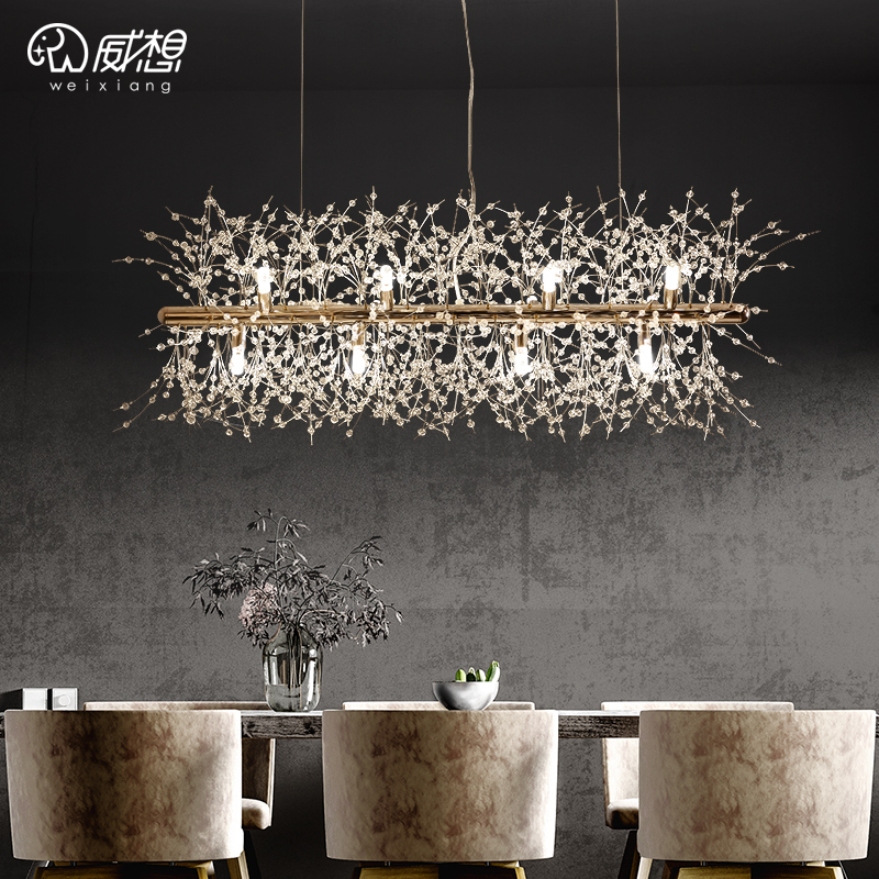 Nordic Bedrooms Dining Room Table Front Desk Bar Creativity Personality Shop Clothing Strip Design Sensation Crystal Chandeliers