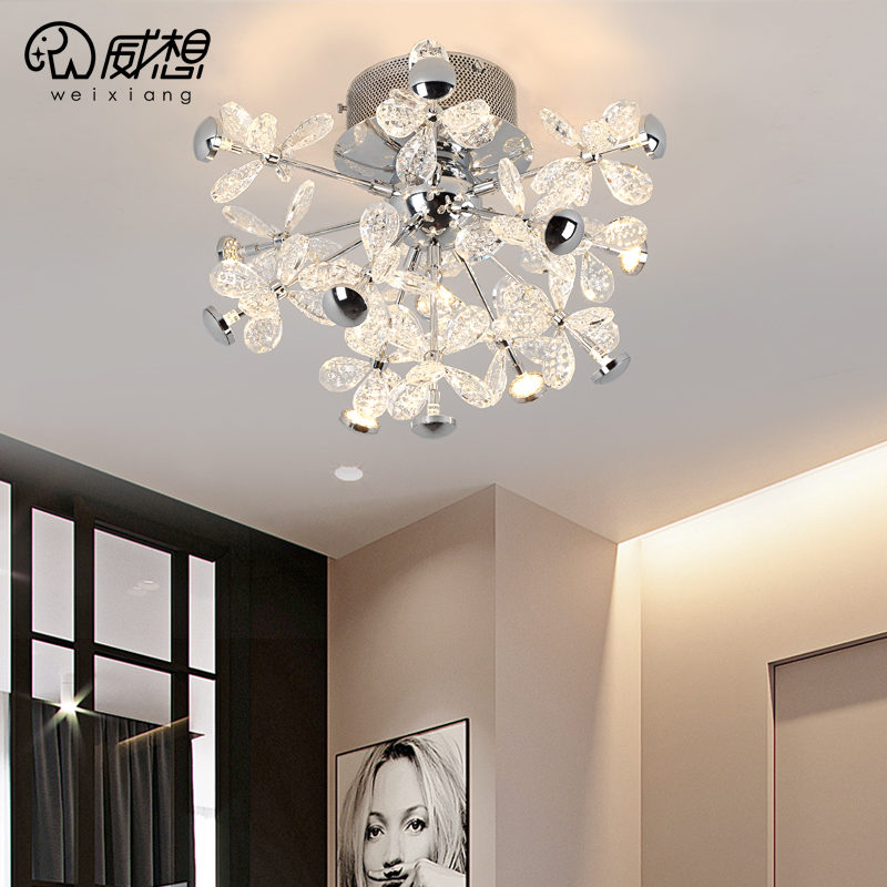 Light luxury post-modern warm romantic personality creative small bedroom study crystal led ceiling lamp cloakroom lamps