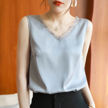 Mulberry Silk Harness Vest Female Lace Inner Lap Silk Satin Real Silk Suit Sexy Beauty Back Outside Wearing Summer