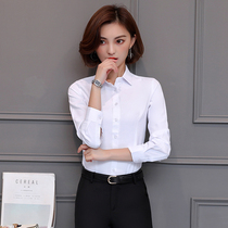 White shirt women long sleeve professional work clothes dressing shirt female Han fan slim Joker student ol base shirt