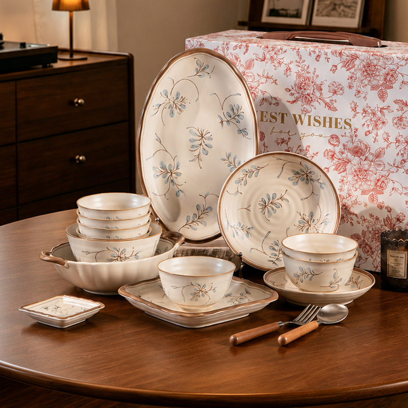 Sisin Shixin Bowl and Plate Set, Household Tableware Set, Ceramic Plate, Shiyuelanting, Housewarming, Wedding Gift, New Model Sisin Shixin Bowl and Plate Set, Household Tableware Set, Ceramic Plate, Shiyuelanting, Housewarming, Wedding Gift, New Model