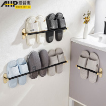 Toilet mop rack light luxury wall hanging non-perforated bathroom toilet stainless steel door rear drain storage shelf
