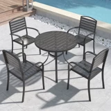 Уличный пластиковый деревянный стол и стулья, во дворе, водонепроницаемый, с защитой от солнца, на открытом воздухе, на балконе, для отдыха, в саду, на террасе, кофе, чай с молоком, комбинация на открытом воздухе