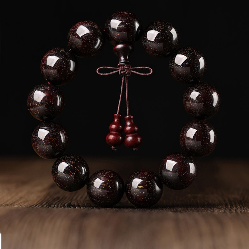 高端印度小叶紫檀手串男士文玩佛珠紫檀手链女款满金星108颗念珠