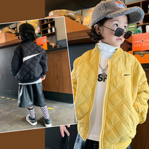 Quilted boy jacket jacket top foreign style tide boy autumn and winter clothes Korean version of baby cotton clothes cotton clothes kindergarten god clothes