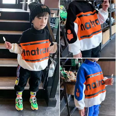 Boys' sweaters New thick velvet children's base shirt in high neck warm shirt