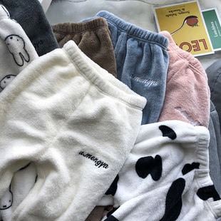 Parent-child baby warm pants 2024 new autumn and winter children's pajamas boys and girls home pants flannel trousers