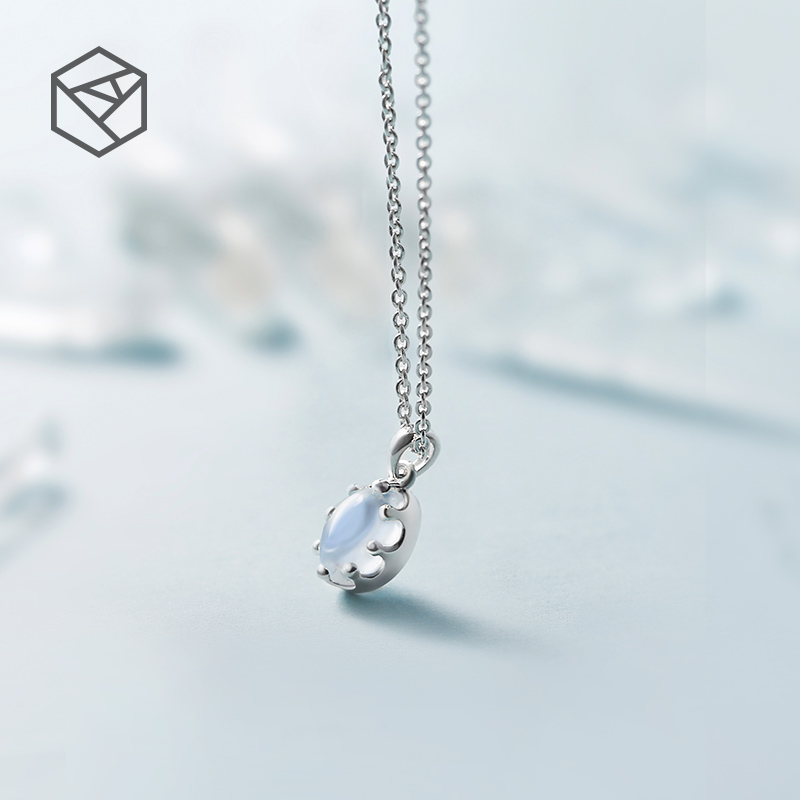 RHODON Moonlight Crown Pure Silver Necklace Woman Kockled Chain Pending Small Design Accessories for Couple Gift Tide