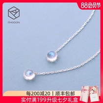 RHODON ear line temperament long 925 sterling silver earrings moonstone earrings ear chain Korean small fresh drop earrings