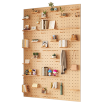 Solid wood custom hole board storage rack wall entry entrance wooden wall hanging board door wall storage bookshelf