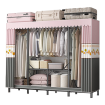 Fabric wardrobe for home bedroom simple assembly folding wardrobe for rental room thickened and bold full steel frame simple wardrobe