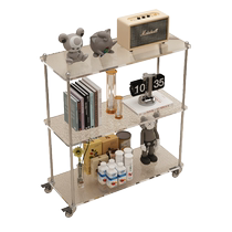 Trolley storage rack acrylic transparent snack storage rack next to the sofa in the living room movable floor-standing multi-layer bookshelf