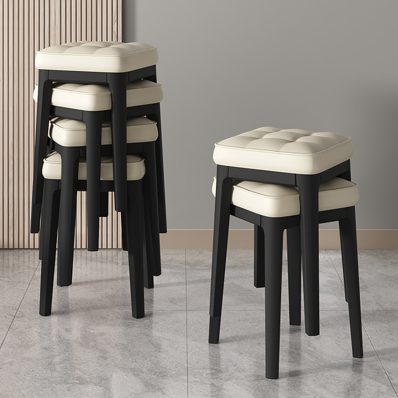 Home dining chair Nordic minimalist modern stackable light lavish soft bag stool table chairs Living room Plastic high bench-Taobao