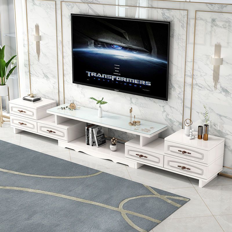 Telescopic TV cabinet European-style tea table combination minimalist modern small-family-style living room floor light extravagant Superior senses lockers-Taobao