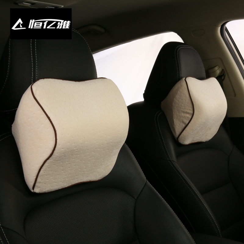 Plush car pillow car Neck Pillow Pair of Cervical Spine Pillow Four Seasons Memory Cotton Car Pillow On-board Seat Lean