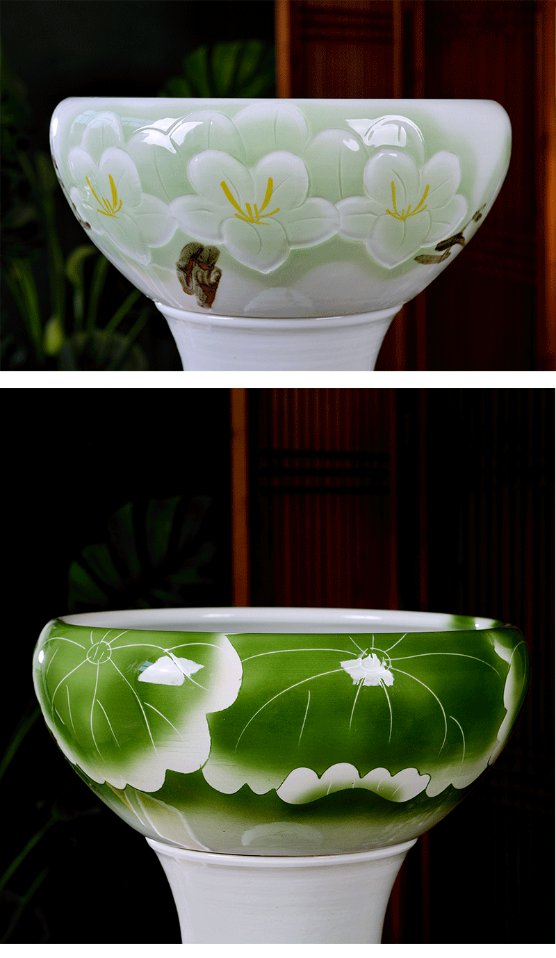Jingdezhen ceramic fish bowl pillar aquariums sitting room informs the large gold is suing circular cylinder tortoise