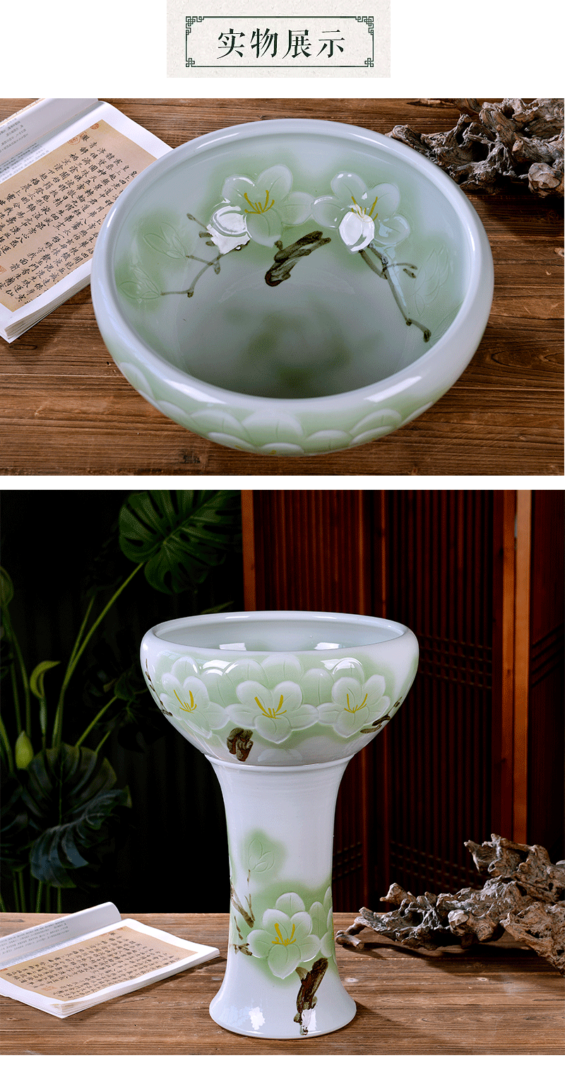 Jingdezhen ceramic fish bowl pillar aquariums sitting room informs the large gold is suing circular cylinder tortoise