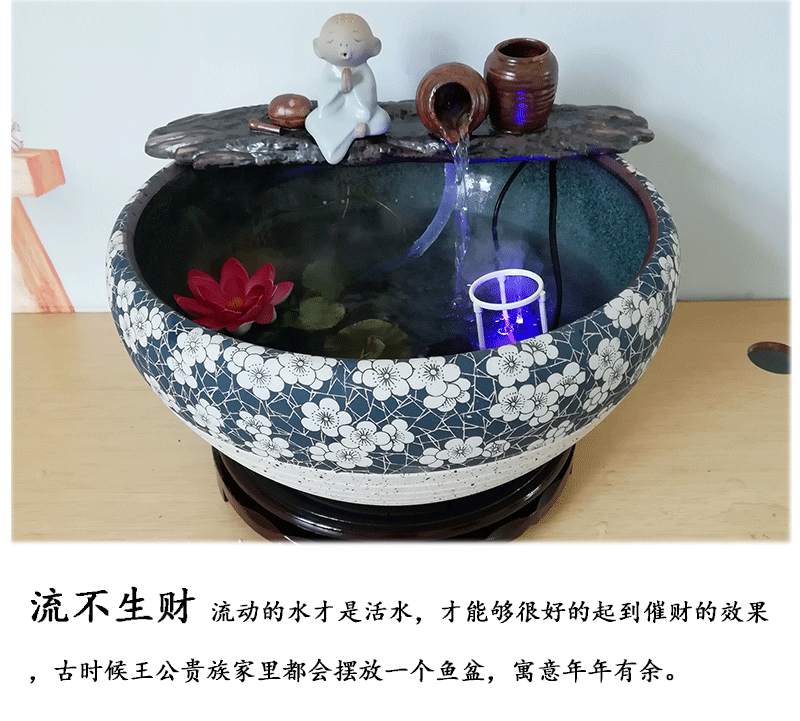 Jingdezhen ceramic water furnishing articles aquarium office sitting room humidifier sami feng shui plutus zen fountain