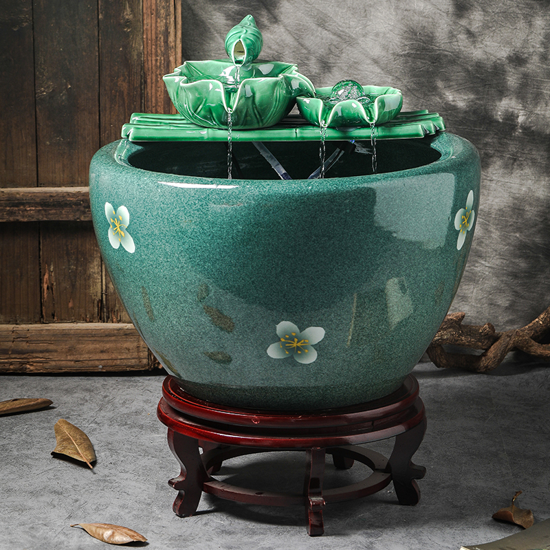 Circulating water sitting room aquarium courtyard balcony ceramic VAT fish basin ground water lily lotus aquarium restoring ancient ways