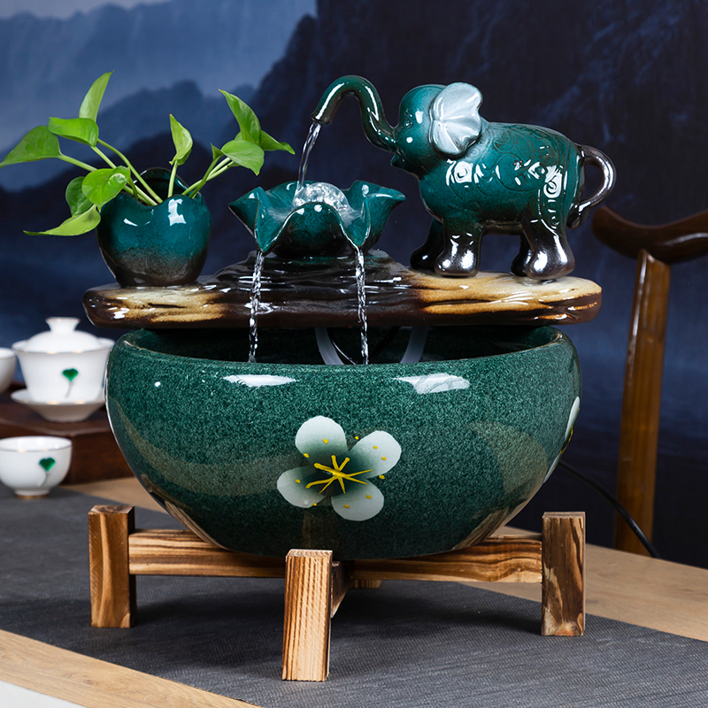 Creative ceramic aquarium Chinese small sitting room, informs the desktop automatic cycle water lucky gold aquarium fish bowl
